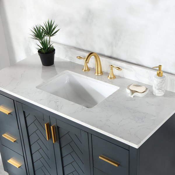 Everly Quinn Gazsi 48" Single Bathroom Vanity Set With Grain White